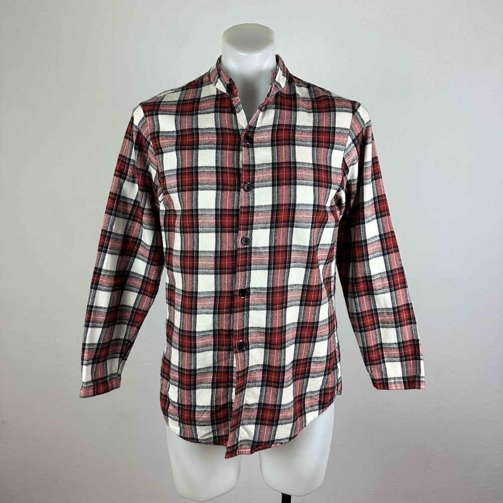Oro Los Angeles Red Plaid Long Sleeve Button-Down Shirt Size Small